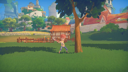My Time at Portia retro PS4 video game My Time at Portia life simulation crafting farming adventure open world town building RPG inspired gameplay console release cover art gamelay 