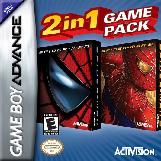 Spider-Man Double Pack Game Boy Advance GBA video game, action adventure, superhero gameplay, two-game bundle, handheld console title cover art