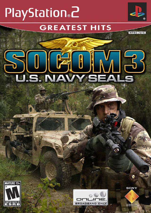 SOCOM 3: U.S. Navy Seals [Greatest Hits] – PlayStation 2 (PS2) video game cover image, tactical shooter game.