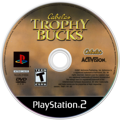 Cabela’s Trophy Bucks for PlayStation 2 with deer hunting and outdoor simulation theme disc