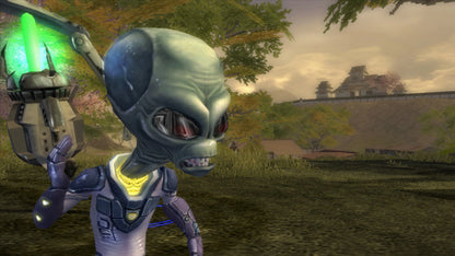 Destroy All Humans 2 PS2 Sony PlayStation 2 action adventure game open world alien invasion Crypto alien sci fi humor sandbox gameplay destruction weapons gadgets multiplayer split screen THQ Pandemic Studios PlayStation 2 software video game title gameplay