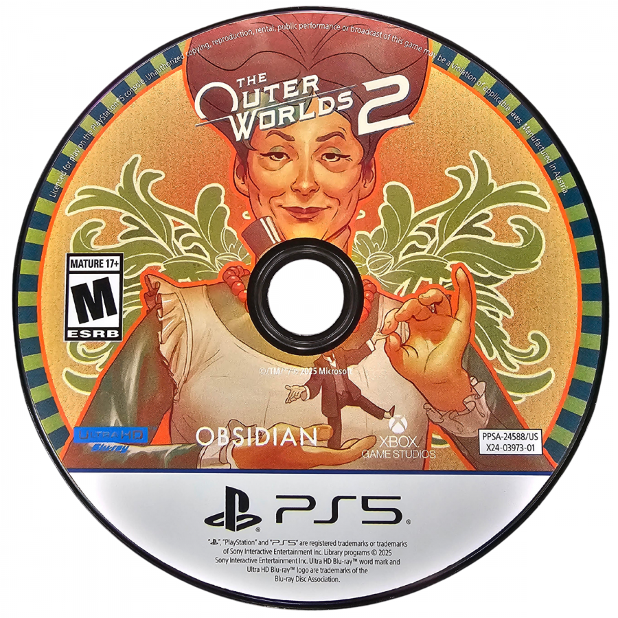 The Outer Worlds 2 PlayStation 5 PS5 for science fiction action role playing video game fans featuring open world space exploration first person combat customizable characters branching choices witty dialogue faction interactions diverse alien worlds quests and immersive futuristic RPG gameplay collectible gaming appeal game disc