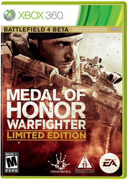 Medal of Honor: Warfighter Limited Edition for Xbox 360 with modern military action theme front cover