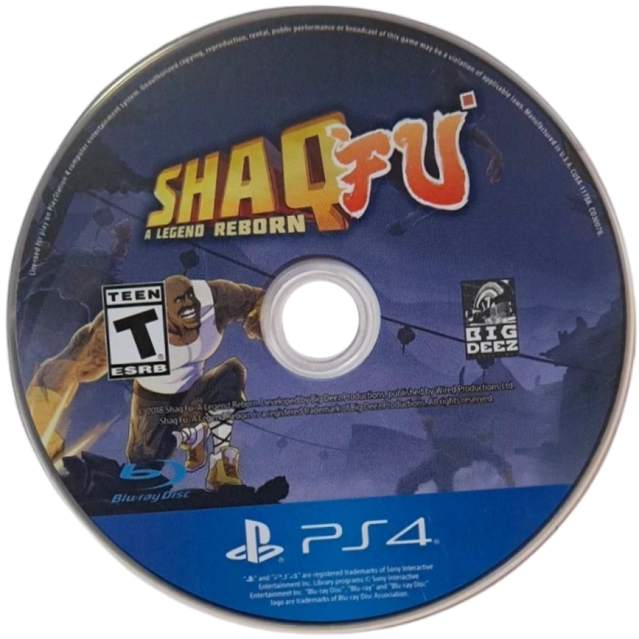 Shaq Fu: A Legend Reborn – PlayStation 4 (PS4) video game disc, beat 'em up action title