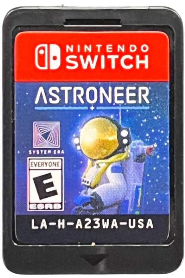 Astroneer Nintendo Switch inspired design featuring colorful space exploration adventure aesthetic planetary discovery crafting and base building resource gathering cooperative gameplay vibrant alien worlds creative sandbox mechanics and immersive sci fi survival presentation cartridge