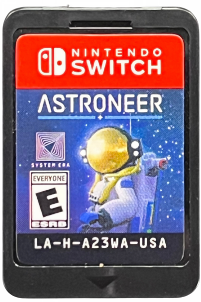 Astroneer Nintendo Switch inspired design featuring colorful space exploration adventure aesthetic planetary discovery crafting and base building resource gathering cooperative gameplay vibrant alien worlds creative sandbox mechanics and immersive sci fi survival presentation cartridge