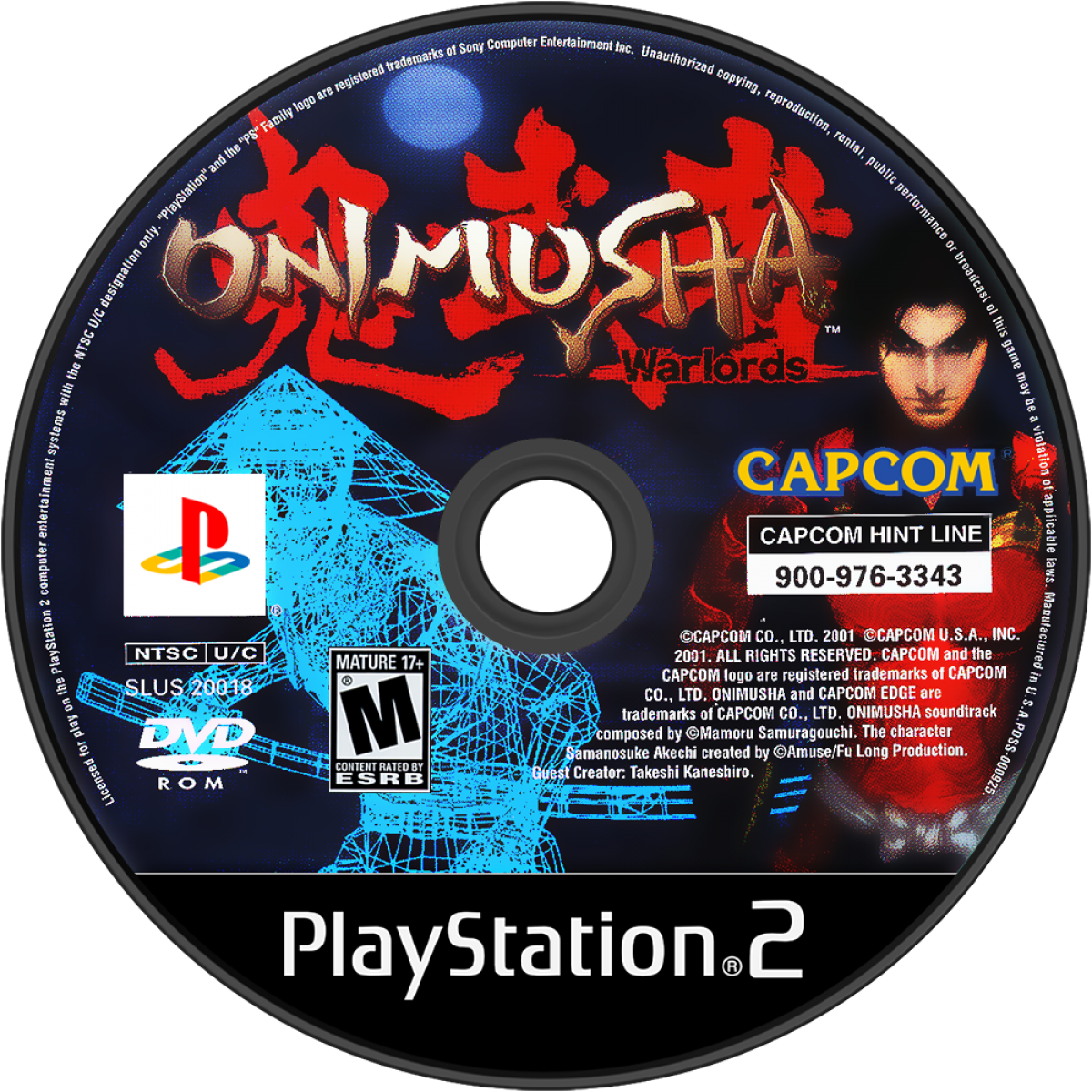 Onimusha Warlords PS2 Sony PlayStation 2 action adventure hack and slash samurai combat survival horror demons Oni magic sword fighting Capcom feudal Japan story gameplay puzzle exploration retro gaming PlayStation 2 software video game title disc