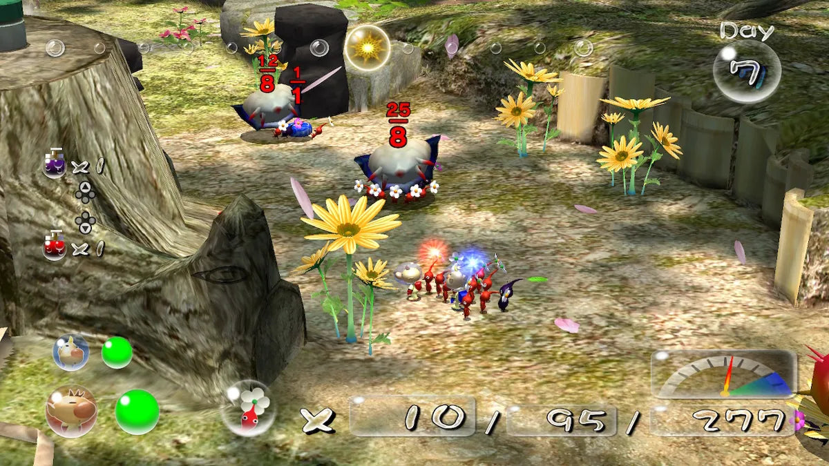 Pikmin Player’s Choice edition for Nintendo GameCube real time strategy adventure game featuring Captain Olimar puzzle solving time management colorful alien creatures gameplay