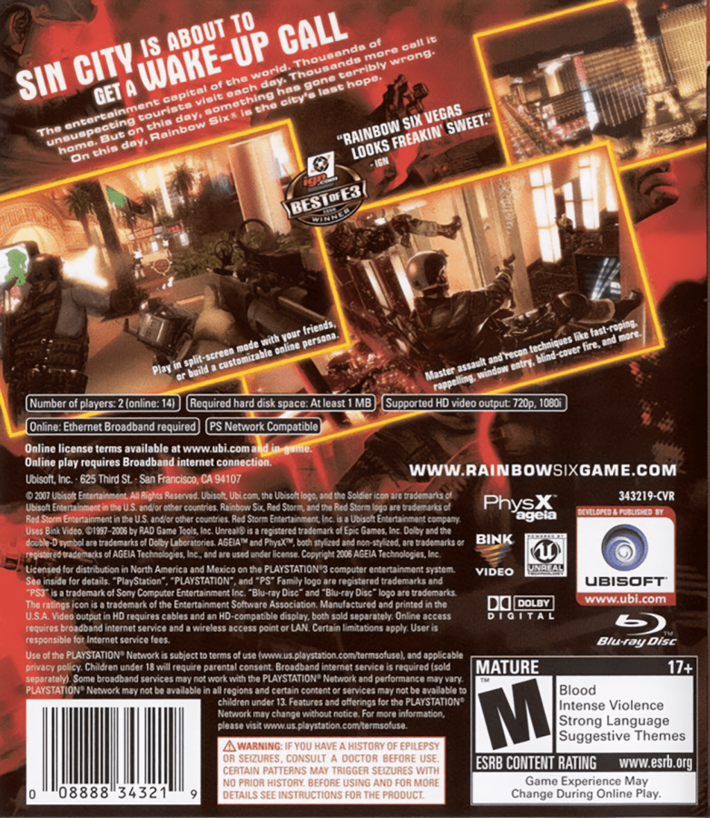 Tom Clancy’s Rainbow Six: Vegas PS3 tactical shooter video game gameplay