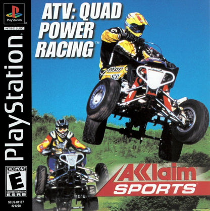 ATV Quad Power Racing retro PlayStation 1 video game featuring ATV racing gameplay, off road competition, arcade style motocross action and classic PS1 entertainment - cover art