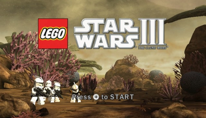 LEGO Star Wars III: The Clone Wars title screen for Nintendo Wii (Wii) video game