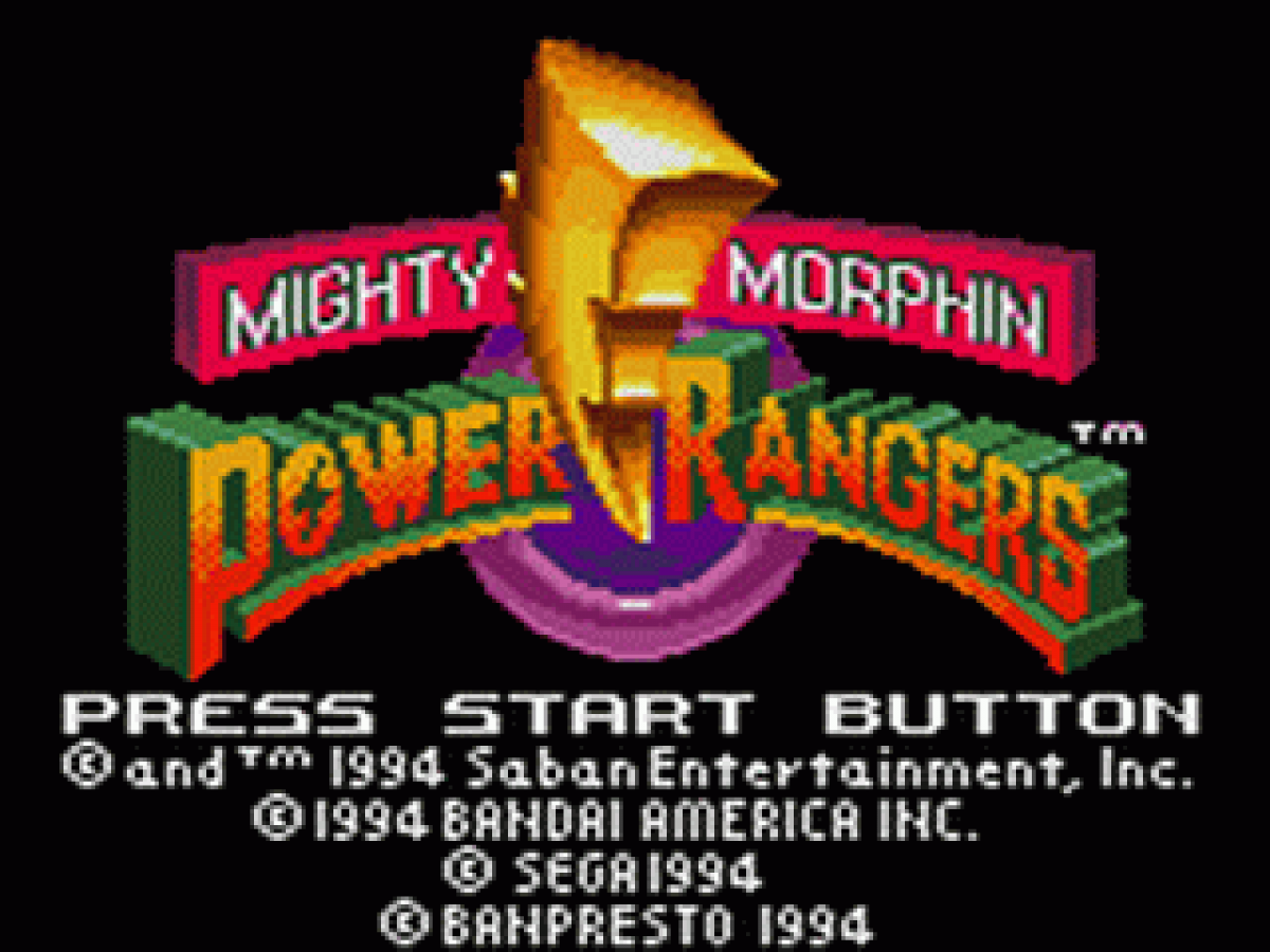 Mighty Morphin Power Rangers title screen for Sega Game Gear (GG) video game