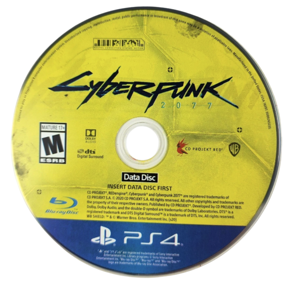 Cyberpunk 2077 – PlayStation 4 (PS4) video game data disc, open-world RPG by CD Projekt Red