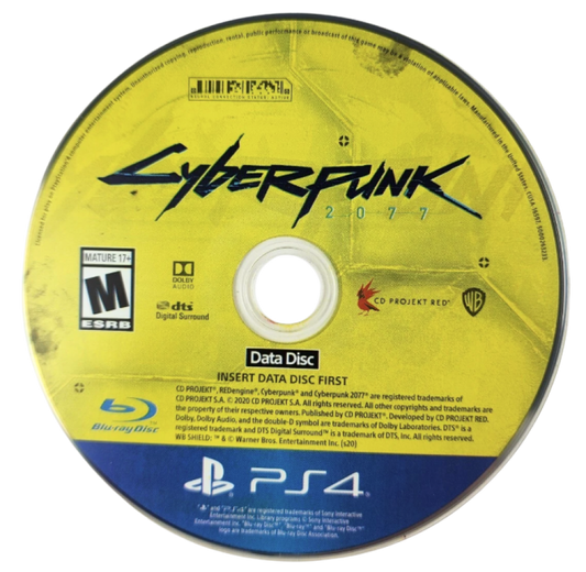 Cyberpunk 2077 – PlayStation 4 (PS4) video game data disc, open-world RPG by CD Projekt Red