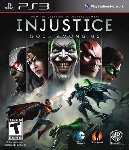 Injustice Gods Among Us PlayStation 3 PS3 for retro video game enthusiasts featuring superhero fighting gameplay iconic DC Comics character roster competitive one on one battles special abilities cinematic story mode combo driven combat mechanics and collectible gaming appeal cover art 