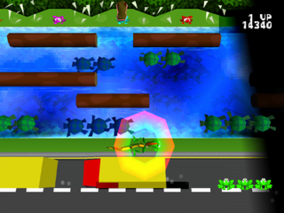 Frogger gameplay for PlayStation 1 (PS1) retro video game