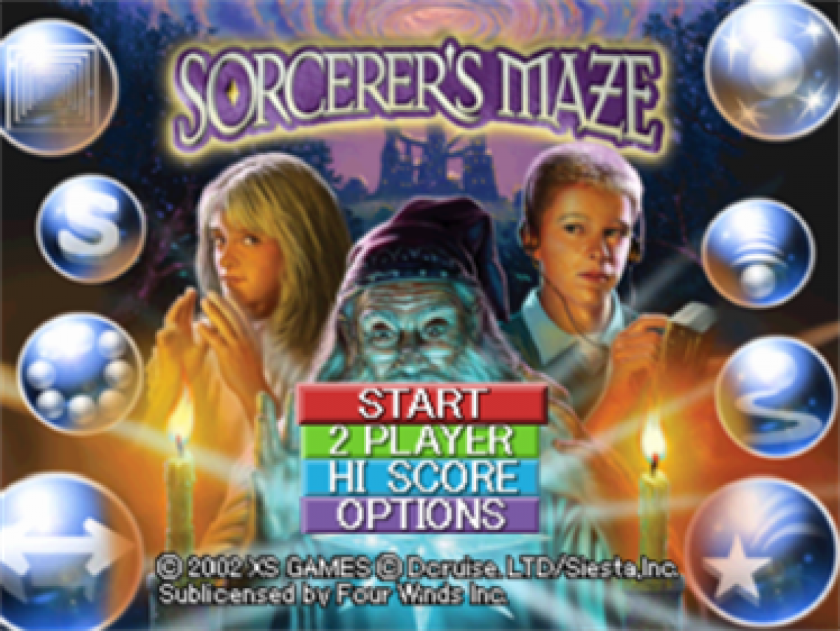 Sorcerer's Maze start screen for PlayStation 1 (PS1) puzzle video game