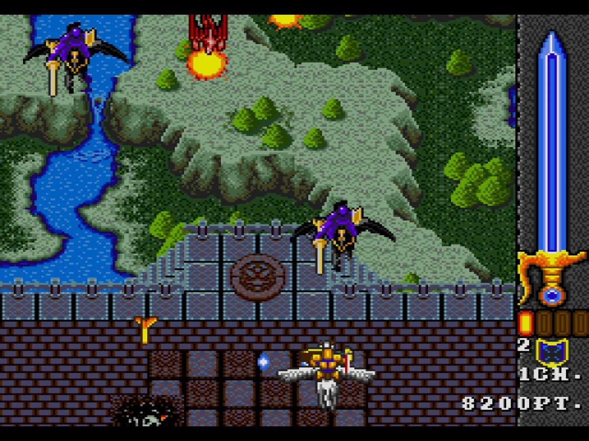 Phelios Sega Genesis vertical shoot-em-up Greek mythology theme Apollo arrows ascending temple stages mythological beasts and gods gameplay 