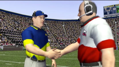 NCAA Football 2004 GameCube inspired design featuring college football sports simulation aesthetic authentic stadium atmosphere legendary university teams intense gridiron action dynasty mode gameplay competitive championship tradition nostalgic Nintendo presentation gameplay