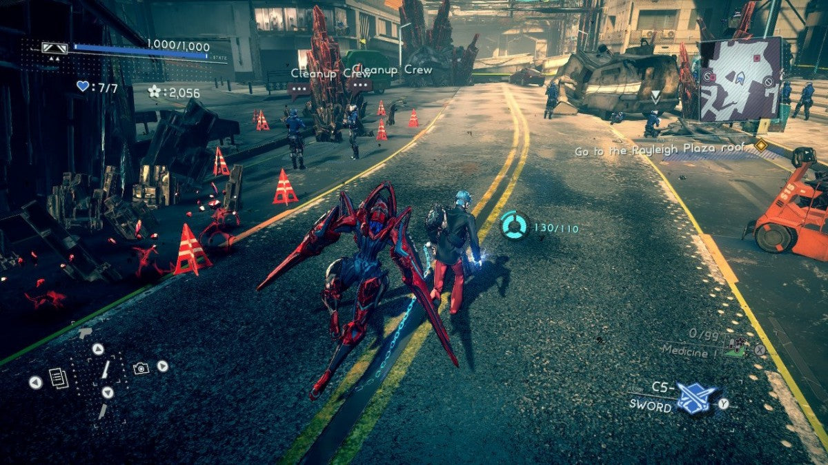 Astral Chain Nintendo Switch game featuring dual-character action combat and futuristic police adventure gameplay screenshot
