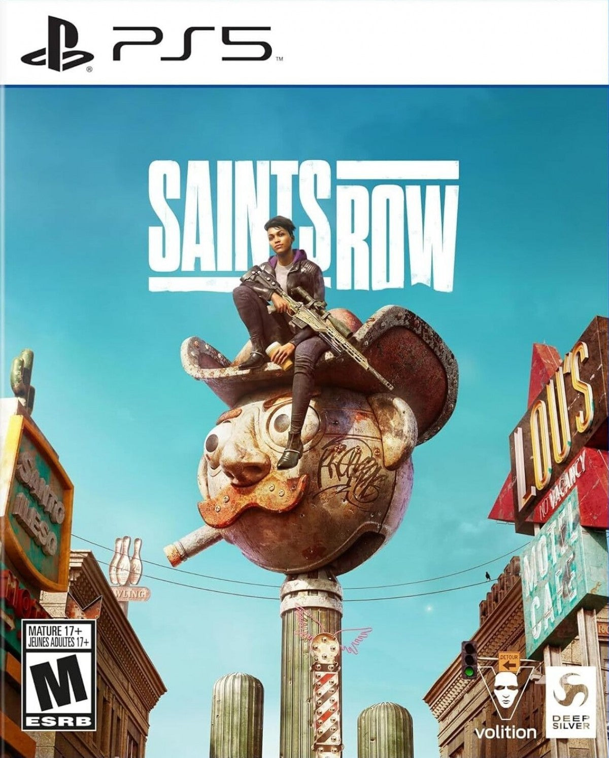 Saints Row PlayStation 5 PS5 for action adventure video game fans featuring open world exploration over the top combat customizable characters outrageous missions vehicle action cooperative multiplayer criminal empire building modern graphics collectible gaming appeal front cover art