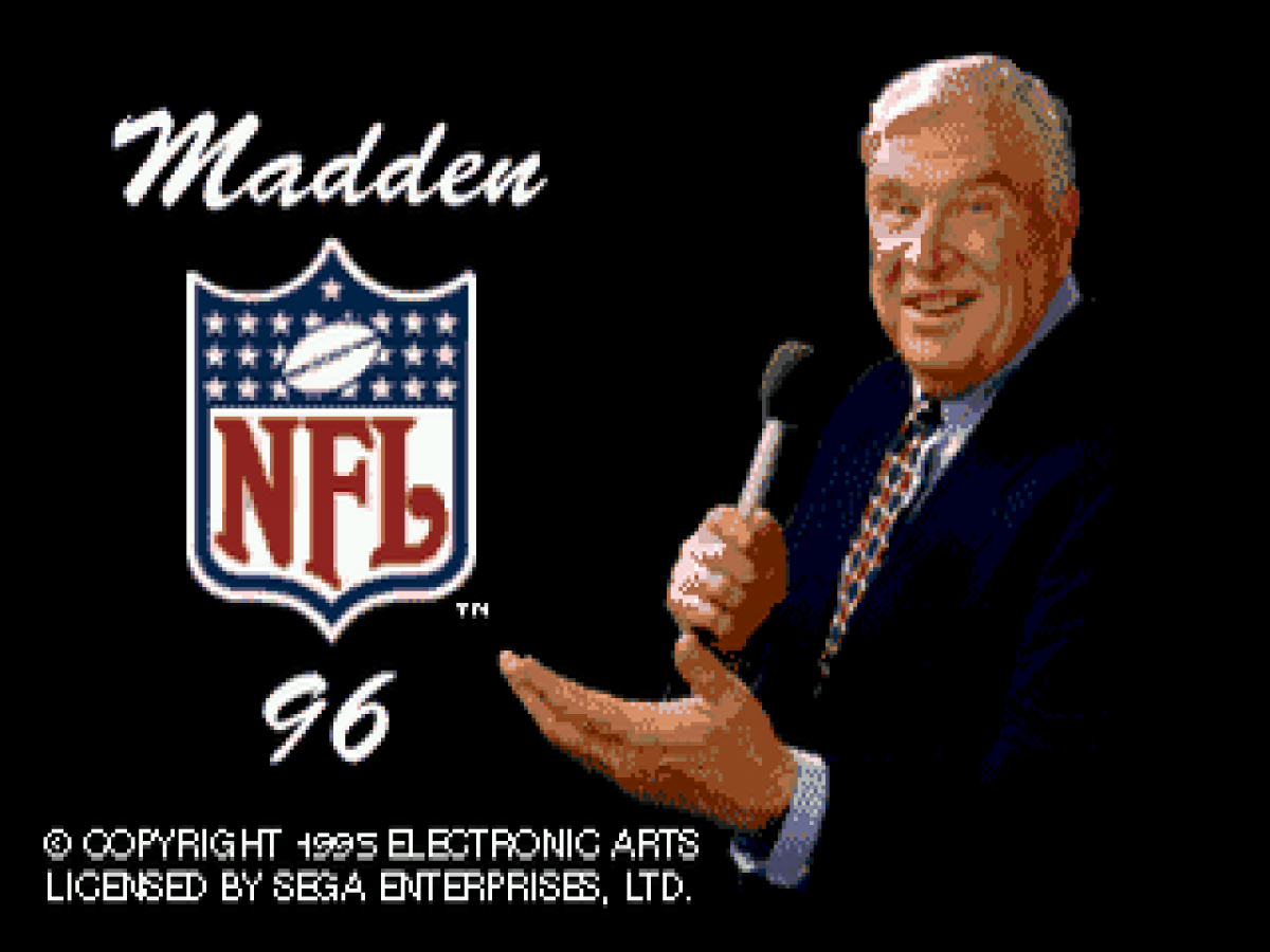 Madden NFL 96 title screen for Sega Genesis (GEN) video game