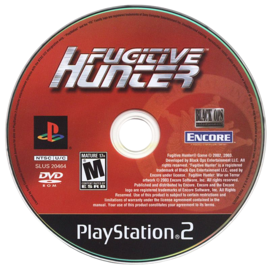 Fugitive Hunter disc for PlayStation 2 (PS2) third-person action shooter video game