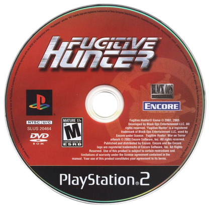 Fugitive Hunter disc for PlayStation 2 (PS2) third-person action shooter video game