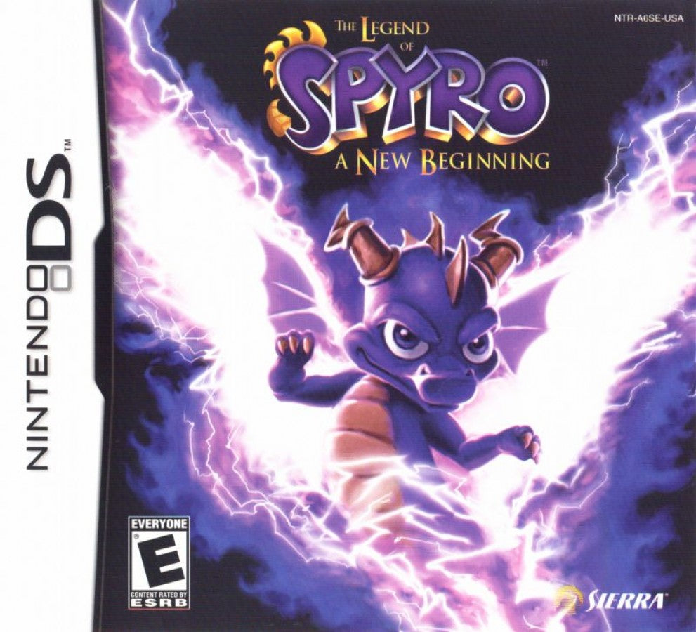The Legend of Spyro A New Beginning for Nintendo DS (DS), cover image for a retro video game featuring action-adventure gameplay, elemental combat, fantasy exploration, character progression, and dragon-based battles