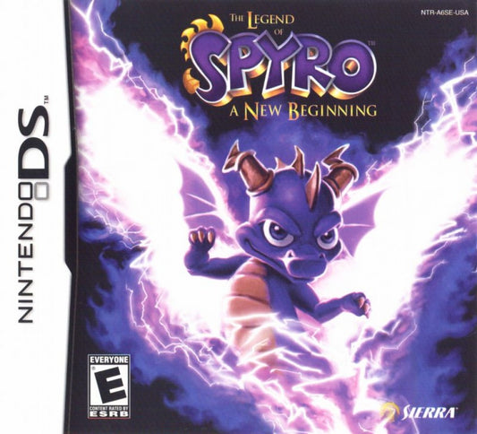 The Legend of Spyro A New Beginning for Nintendo DS (DS), cover image for a retro video game featuring action-adventure gameplay, elemental combat, fantasy exploration, character progression, and dragon-based battles