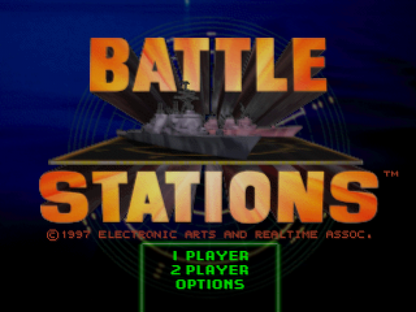 Battle Stations title screen image for PlayStation 1 (PS1) ship battle video game.