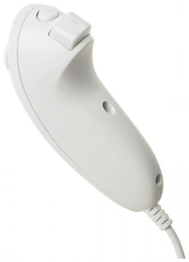 Back view of white Nintendo Wii Nunchuk controller original accessory