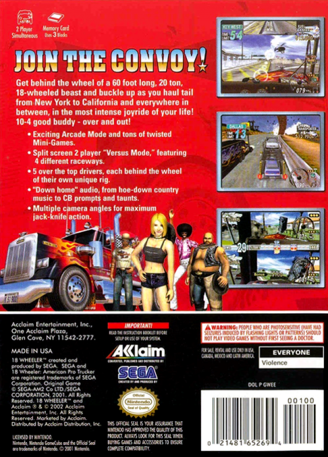 18 Wheeler: American Pro Trucker – GameCube (GC) Back Cover Art HD Resolution IImage