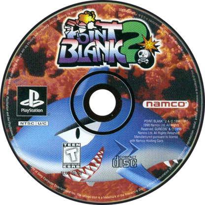 Point Blank 2 PS1 PlayStation 1 light gun shooter arcade mini games target shooting fast reflex gameplay retro video game disc 