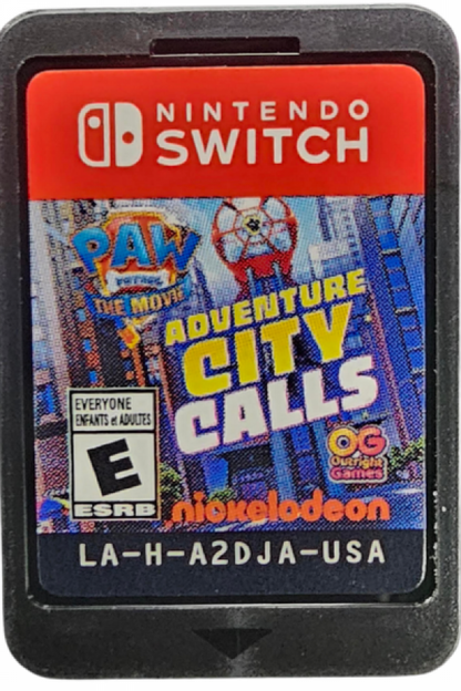 PAW Patrol The Movie Adventure City Calls Nintendo Switch NS video game featuring action adventure gameplay Ryder and PAW Patrol pups Adventure City exploration rescue missions platforming challenges puzzle solving collectible treats heroic missions Chase Marshall Skye and friends family friendly gameplay colorful environments and classic Nintendo Switch gaming retro video game collection collectible gaming appeal game cartridge