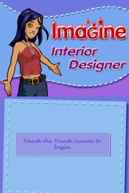 Imagine: Interior Designer start screen for Nintendo DS (DS) home design simulation video game