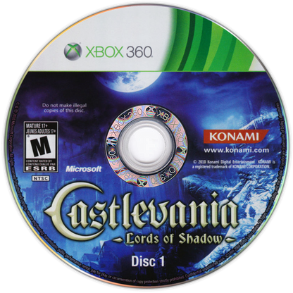 Castlevania Lords of Shadow for Xbox 360 action adventure video game featuring epic gothic storytelling cinematic combat dark fantasy environments and iconic Konami vampire hunting franchise experience disc