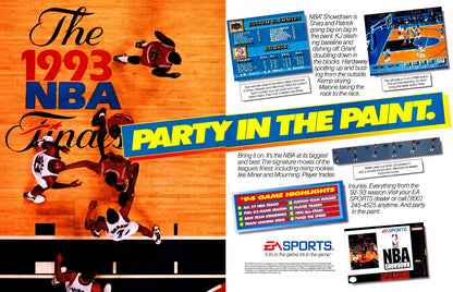 NBA Showdown for Super Nintendo Entertainment System with classic 16-bit basketball simulation theme advertisement flyer