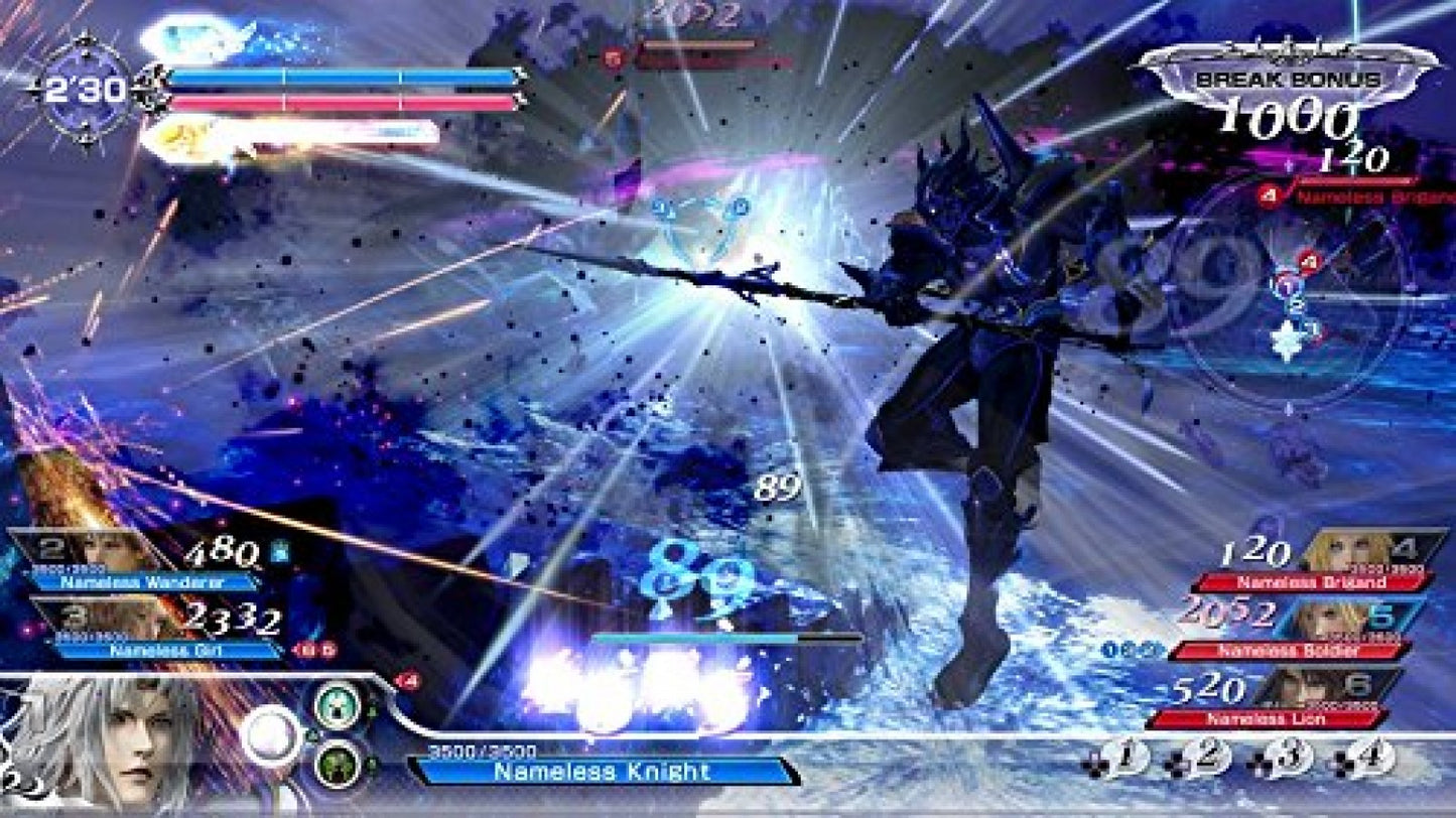 Dissidia Final Fantasy NT Steelbook Edition for PlayStation 4, gameplay for a fighting action video game with team-based battles, Final Fantasy characters, arena combat, and competitive multiplayer gameplay