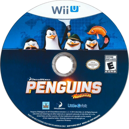 Penguins of Madagascar disc cover art for Nintendo Wii U (Wii U) adventure video game. 