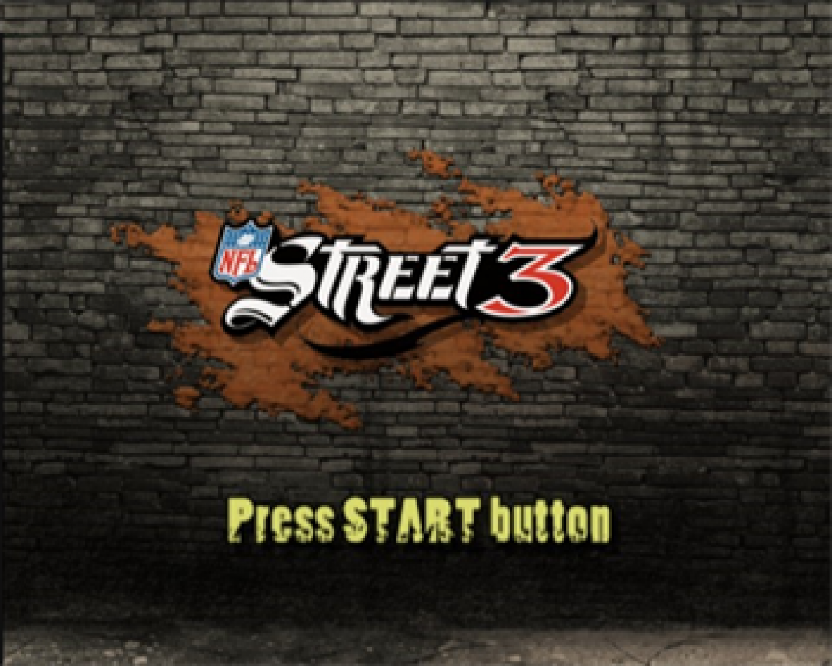 NFL Street 3 PlayStation 2 PS2 for arcade style football video game fans featuring fast paced street football action NFL players trick moves aggressive tackles special moves team customization game modes multiplayer competition urban football environments and classic EA Sports gameplay collectible gaming appeal title screen