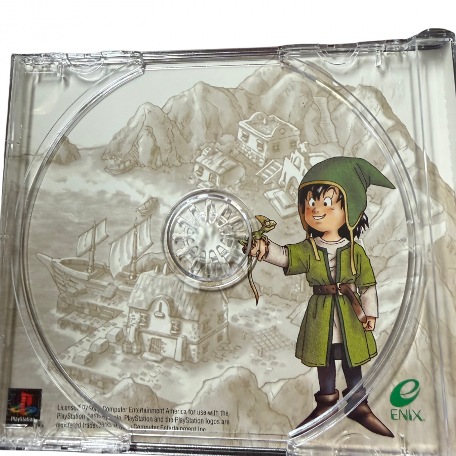 Dragon Warrior VII PlayStation 1 PS1 for retro video game enthusiasts featuring classic role playing gameplay turn based combat expansive world exploration character customization job system monster encounters epic adventure and collectible gaming appeal inside of case