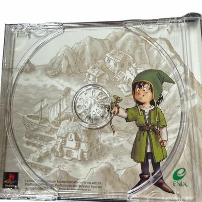 Dragon Warrior VII PlayStation 1 PS1 for retro video game enthusiasts featuring classic role playing gameplay turn based combat expansive world exploration character customization job system monster encounters epic adventure and collectible gaming appeal inside of case