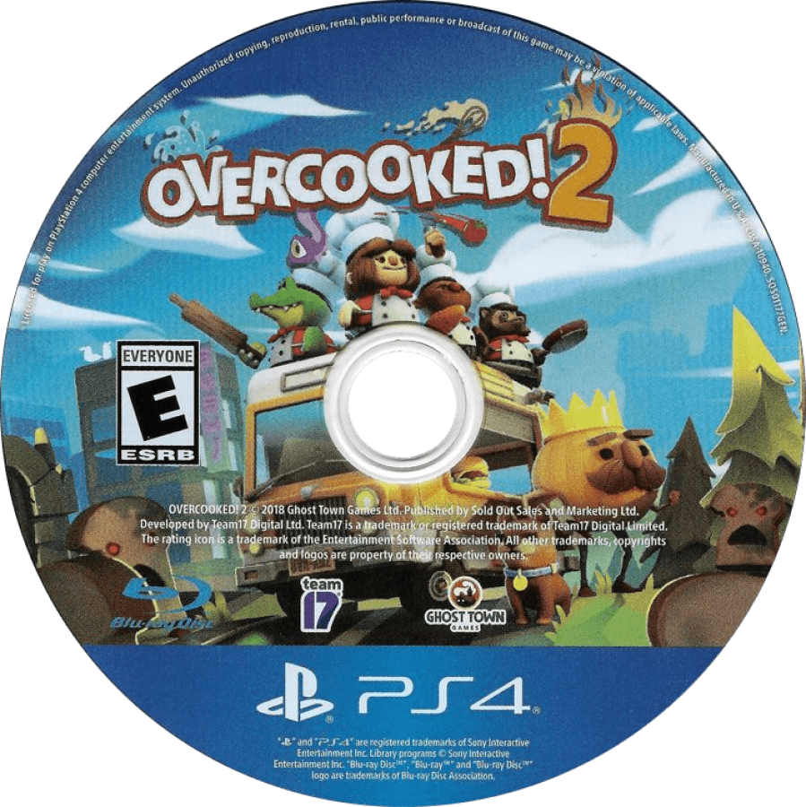 Overcooked 2 disc art for Playstation 4 (PS4) video game