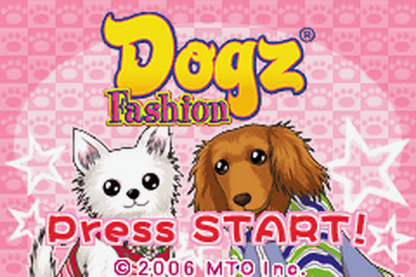 Dogz: Fashion start menu for Game Boy Advance (GBA) video game