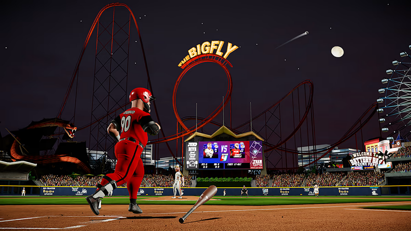 Super Mega Baseball 4 Nintendo Switch for video game enthusiasts featuring arcade style baseball gameplay realistic sports mechanics customizable teams and players competitive multiplayer modes batting pitching controls and collectible gaming appeal gameplay 