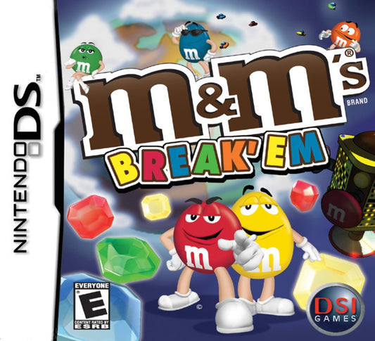 M&M’s Break’Em Nintendo DS video game, puzzle action gameplay, candy-themed adventure, family-friendly handheld console title front cover