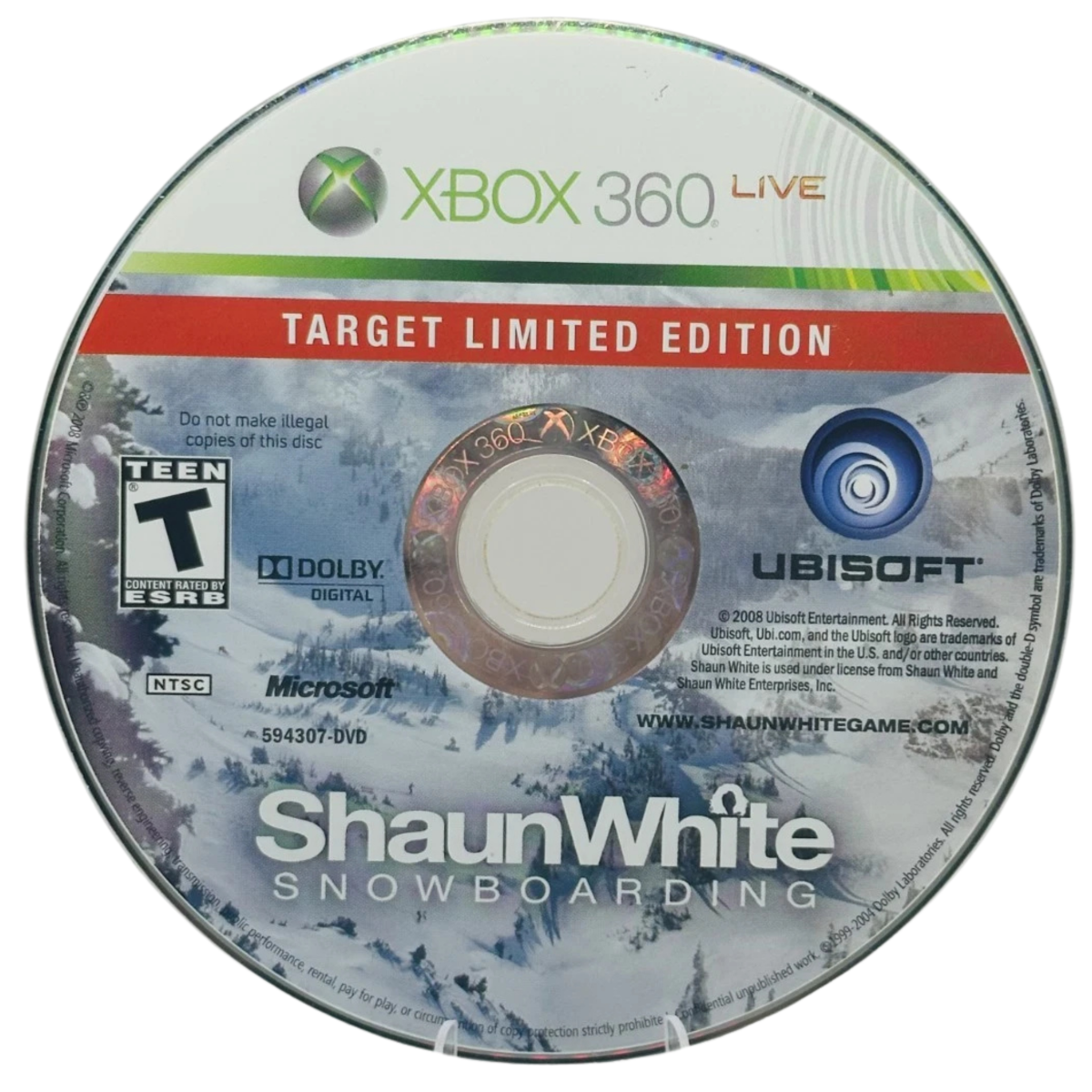 Shaun White Snowboarding Target Limited Edition Xbox 360 for sports video game fans featuring realistic snowboarding gameplay open mountain exploration freestyle tricks competitive events multiplayer modes authentic winter environments career progression Ubisoft action sports experience collectible gaming appeal game disc