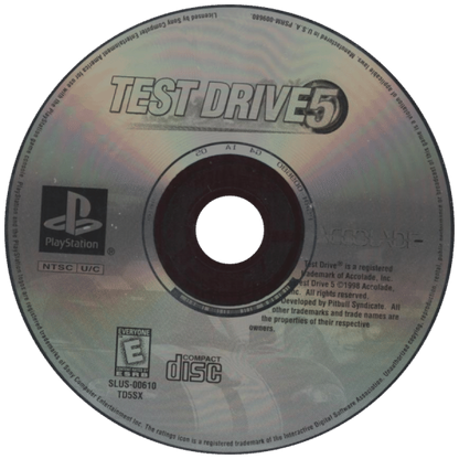Test Drive 5 PlayStation 1 game featuring arcade racing action and high-speed car challenges on PS1 disc
