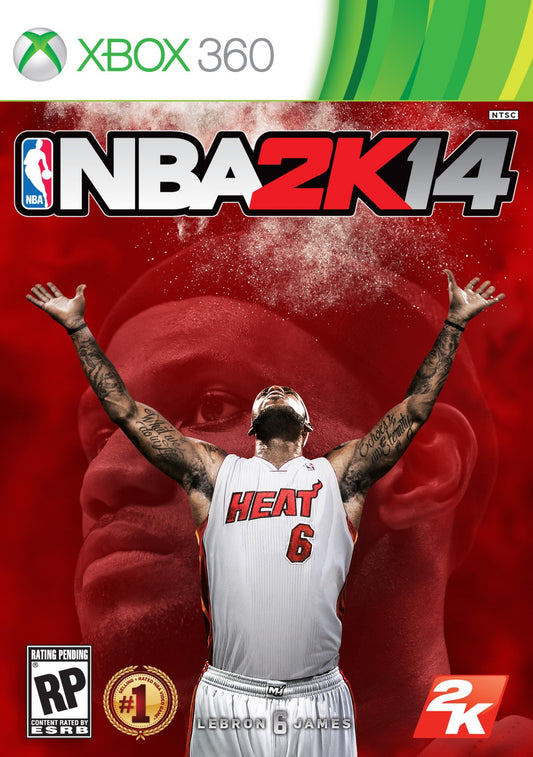 NBA 2K14 Xbox 360 basketball simulation sports video game featuring LeBron James improved dribbling mechanics next-gen graphics and MyCAREER mode front cover